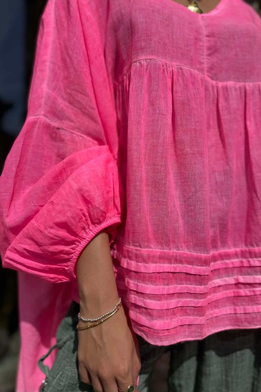 Made in Italy Sa Caleta Cotton Artist Smock Popsicle Pink